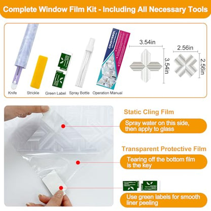 Countewol Frosted Window Privacy Film, Static Cling Non-Adhesive, Removable & Reusable, Anti-UV Heat Blocking for Bathroom Bedroom Office (Prism Frosted, 35.4 x 78.7 in) - color: Prism Frosted, size: 35.4 x 78.7 in