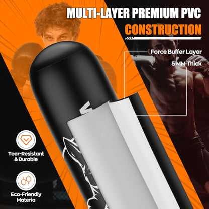 Standing Punching Bag for Adults Teens, Inflatable Boxing Bag with Stand, Kick Boxing Training Equipment for MMA, Muay Thai, Kickboxing - size: 70"