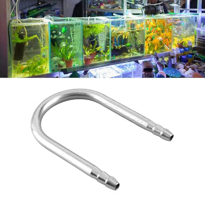 Pssopp CO2 Connector Tube, Stainless Steel Aquarium U Shaped Tube Air Pump Accessories Air Connector Pipe for Aquarium Air Line