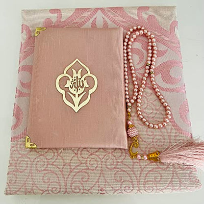 Muslim Prayer Rug, Yaseen Surah Pocket-Size Book & Prayer Beads Set, Perfect Islamic Gift I Mawlid Gift I Suitable for Men, Women I Soft Prayer Rug | Islamic Ramadan Eid Gifts, (Pink, 1 Sets) - color: Pink, size: 1 Sets