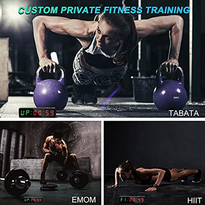 Gym Timer, Portable, Interval Timer with Rechargeable Battery and Built-in Magnet, LED Digital Anti Vertigo Display, Upgraded Workout Clock for Home Gym Garage Fitness - color: Black