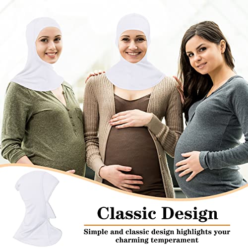 4 Pieces Modal Hijab Cap Adjustable Muslim Stretchy Turban Full Cover Shawl Cap Full Neck Coverage for Lady - color: White