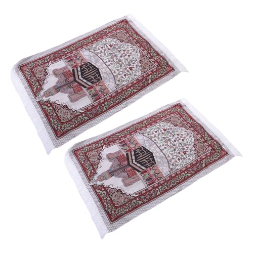 Rengue Soft Velvety Touch Prayer Rug Islamic Prayer Mat Portable Foldable with Elegant Tassels for Men Women Ramadan Eid Gift