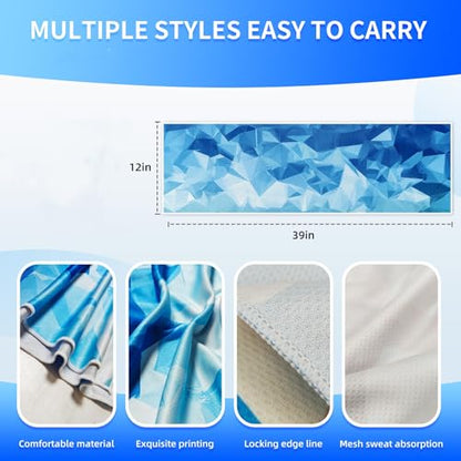 Cooling Sports Towel 39"X11.8" Cold Feeling Towel for Gym Fitness Running Yoga Microfiber Soft Quick Drying Breathable Lightweight Camping Towel Summer Hiking Climbing Workout Essentials(Blue) - color: Blue