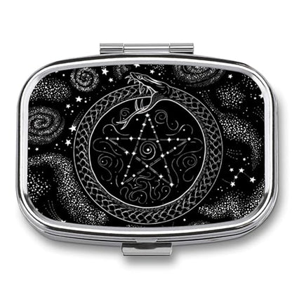 Mandala Moon Phase Square Pill Box Metal 2.2x1.6 Inch,Medicine Storage Case Compact Travel Pill Organizer Pocket Pill Container for Daily Medication Vitamins Pills - color: Mandala Moon Phase