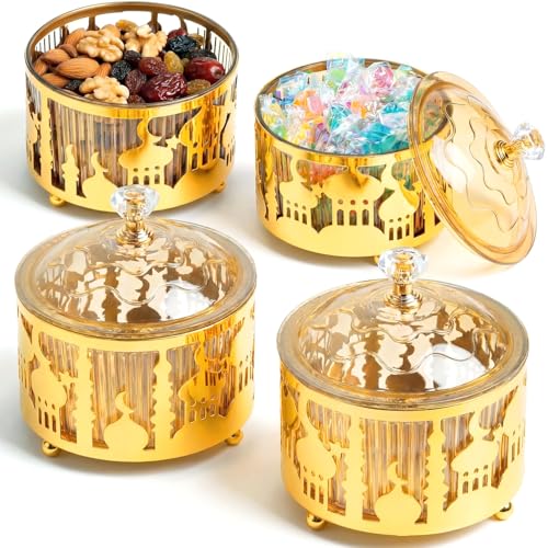 4 Pcs Ramadan Serving Trays with Lid Eid Mubarak Decor, Classic - style: Classic