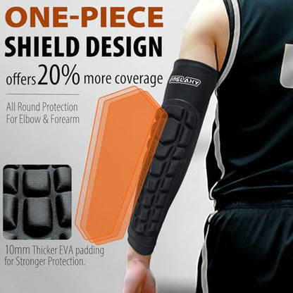 Frelaxy Elbow Pads, Padded Arm Sleeves for Volleyball and Football, 2 Pack - color: Black, size: Small