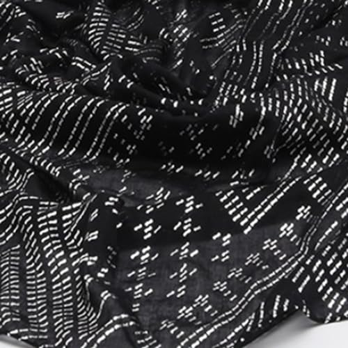 1920's Women's large-sized winter and autumn scarf - Retro Faux Assuit Foil print-embossed style long scarves - color: Black Silver