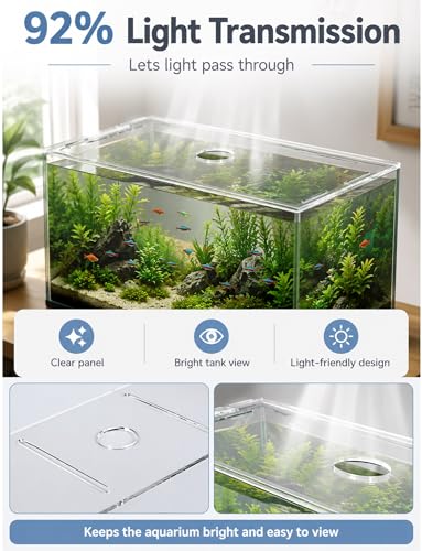 Transparent Fish Tank Lid with Air Slots, 0.12 inches Thick, Anti-Jump Cover for DIY Aquariums, Perfect for Daily Fish Care (111x20cm) - size: 91x25cm