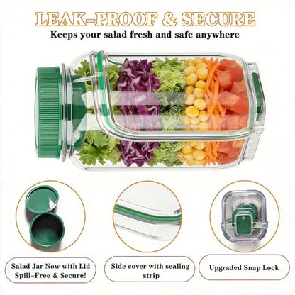 Salad Jar with Side Opening - Leakproof Salad Container & Pod, Mason Jar with Dressing Cup, Portable Lunch Container for Meal Prep, Dishwasher & Freezer Safe, for Office, Gym (Light Blue) - color: Light Blue