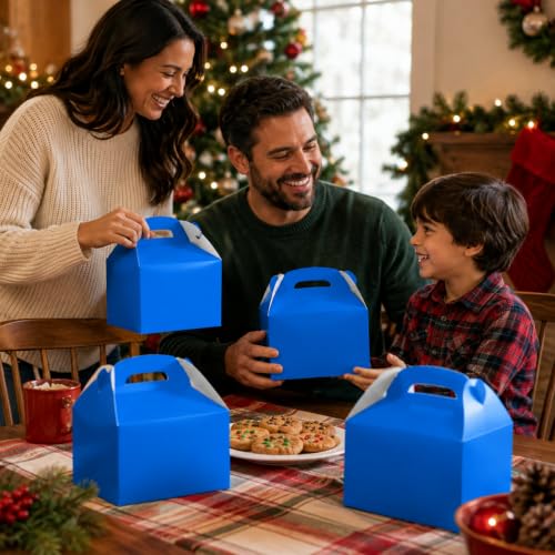 The Dreidel Company 25-Count Baby Blue Gable Treat Boxes, Party Favors, 6.25" x 3.5" x 3.5" Inch Box, - color: Blue