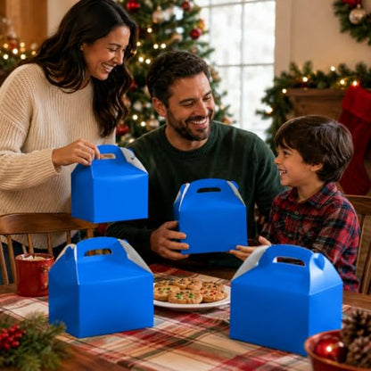 The Dreidel Company 25-Count Baby Blue Gable Treat Boxes, Party Favors, 6.25" x 3.5" x 3.5" Inch Box, - color: Blue