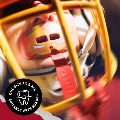 Marvel Iron Man Lip Guard, Football Mouth Guard with Detachable Strap, Lip Protector Adult and Youth, Flag Football & Lacrosse (One Size, Red Metallic) - color: Iron Man