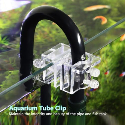 20mm Acrylic Aquarium Hose Clip Holder – Adjustable Pipe Clamp for 12-16mm Tubes, Leak-Proof Fish Tank Mount with Screws