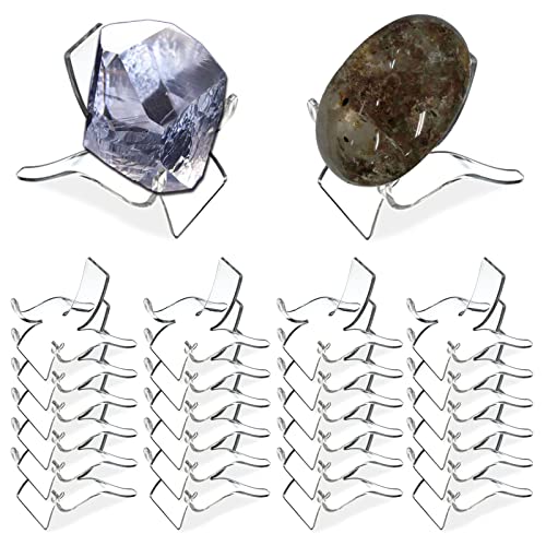 (24 PCS）Display Stand,Acrylic Rock Display stands,Clear Display Easel Stands Pedestal for Crystal Geodes Rock Mineral Agate Fossil Coral crystal/gemstone Small Collectibles Display Stands (Large) - size: Large（24 Packs）