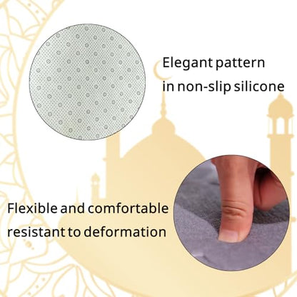 Padded Prayer Mat Rug 43"x26" - Thick Sponge Memory Foam Travel Prayer Mat for Men,Women,Soft Luxury Fabric for Eid Ramadan,Islamic Decor,Prayer Room,Umrah Essentials,Ideal Islamic Gift(Gray)