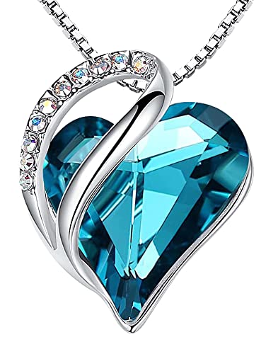 Leafael Gift Necklaces for Women, Infinity Love Birthstone Heart Crystal Pendant, Birthday Anniversary Jewelry for Wife, Mom, and Her, Silver Plated, 18" + 2" Adjustable Chain - color: 12b-December-Indicolite Zircon Blue