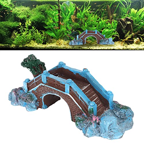 Fish Tank Arch Bridge Decor Resin Aquarium Ornament Simulation Brick Stone Design Miniature Landscape Hideout for Small Fish Shrimp 15cm