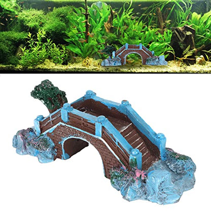 Fish Tank Arch Bridge Decor Resin Aquarium Ornament Simulation Brick Stone Design Miniature Landscape Hideout for Small Fish Shrimp 15cm