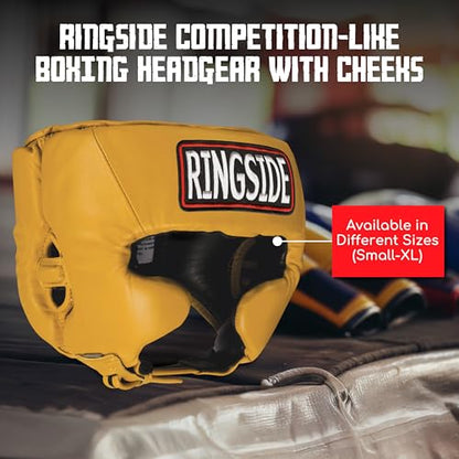 Ringside Competition-Like Boxing Headgear with Cheeks - color: Gold, size: Small