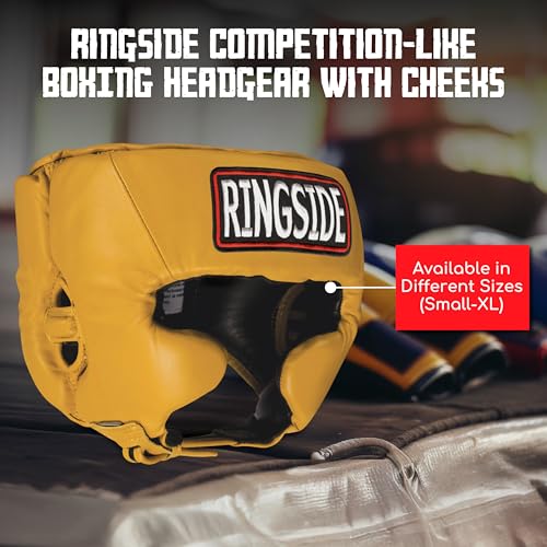 Ringside Competition-Like Boxing Headgear with Cheeks - color: Gold, size: Medium