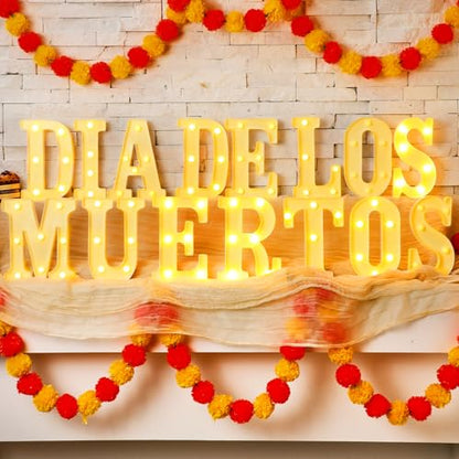 Aurelema Sukkot Large LED Letter Sign LED Lights Battery Powered Table Decoration for Party Gift Tabletop Decoration(Dia De Los Muertos) - size: 8.27 inches, style: Dia De Los Muertos