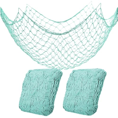 2 Pack Fish Net Decorations for Party, Natural Cotton Hawaiian Party Fishing Net Decorative, Nautical Themed Cotton Fishnet Under The Sea Pirate Ocean BeachHalloween Decor Blue - color: 2pack-blue