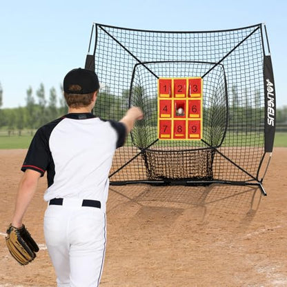 Adjustable Strike Zone Target,Numbered Pitching Pad for Baseball | Baseball Softball Target with Adjustable Straps, Practice Throwing and Hitting Accuracy Target for 6x6 7x7 8x8 Ft Nets - style: Yellow
