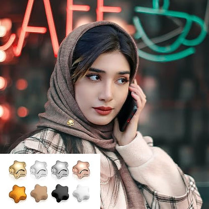8PCS Hijab Magnetic Pins, Multi-Purpose Strong Magnetic Hijab Pins Scarf Clasp Pinless Brooch for Women Scarves Clothes, Star-shaped