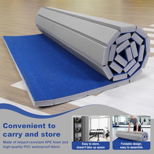 Generic Folding Gymnastics Mat 118.11x70.87x1.57inch Indoor Gymnastics Track Exercise Mat with Grippy Surface for Home Yoga Fitness Pilates Martial Art