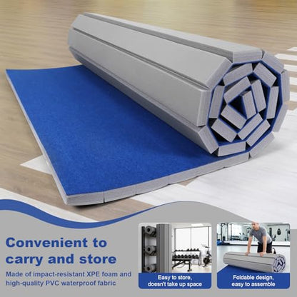 Generic Folding Gymnastics Mat 118.11x70.87x1.57inch Indoor Gymnastics Track Exercise Mat with Grippy Surface for Home Yoga Fitness Pilates Martial Art
