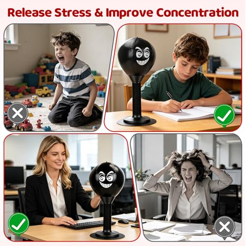 Desktop Punching Bag with Strong Suction Cup, Tabletop Stress Relief Boxing Ball for Office & Home, Portable Relaxation Tool, Fun Gift for Adults & Kids