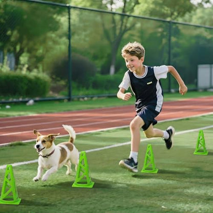 24 Pack Soccer Cones, 9 Inch Agility Cones for Soccer, Football, Basketball, Cones for Sports Training, Speed & Agility Drills, Field Marking Equipment - color: green