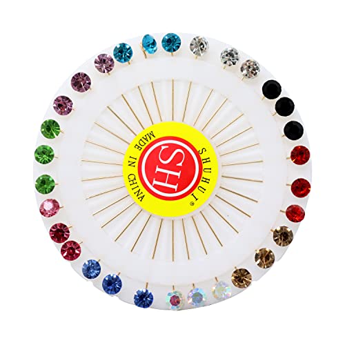 Honbay 30PCS Hijab Pins with Safety Caps - Colorful Crystal Rhinestone Ball Muslim Hijab Scarf Shawl Sweater Cardigan Safety Wedding Sewing Snag-Free Pins - style: C