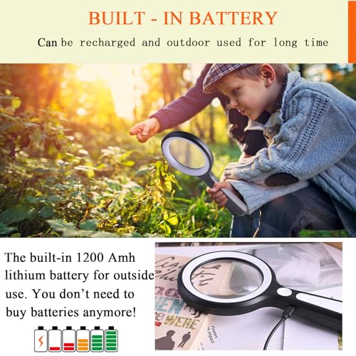 20X 30X Coin Magnifier, USB Rechargeable Lighted Magnifying Glass with Light Handheld for Currency Seniors Reading Crafts Jewelry Hobbies - style: 20X 30X-3.4in