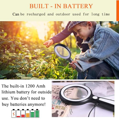 20X 30X Coin Magnifier, USB Rechargeable Lighted Magnifying Glass with Light Handheld for Currency Seniors Reading Crafts Jewelry Hobbies - style: 20X 30X-3.4in