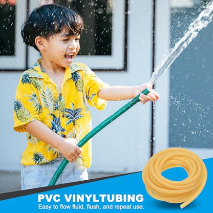 PATIKIL Rubber Tubing, 3mmx8mmx5m Tubing Tube with Hose Clamps, Soft Hose Line Pipe for Multipurpose Industrial Aquarium, Yellow - size: 3mmx8mmx5m