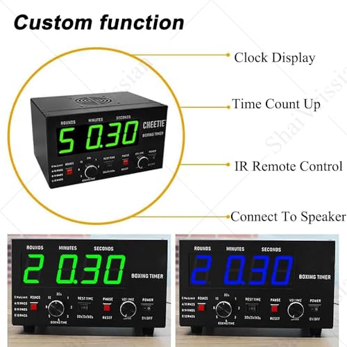 Boxing Interval Timer,Professional Gym Timer with LED Display,Selectable Training Time & Cycle Repetitions,Adjustable Sound,for Muay Thai,MMA,Kickboxing Green - color: Green