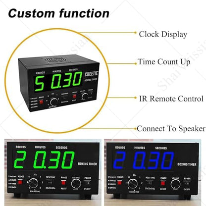 Boxing Interval Timer,Professional Gym Timer with LED Display,Selectable Training Time & Cycle Repetitions,Adjustable Sound,for Muay Thai,MMA,Kickboxing Green - color: Green
