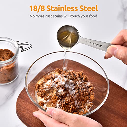 U-Taste 228.2℉ Heat Resistant 1.5 oz Angled Turkey Baster for Cooking Basting Meat (Orange), and 18/8 Stainless Steel Measuring Spoons Set of 9 for Dry and Liquid Ingredients