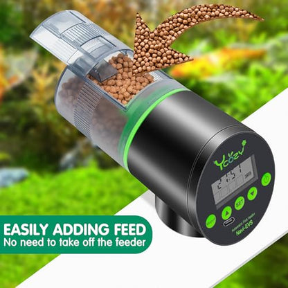 Ycozy Automatic Fish Feeder Rechargeable with USB Cable Moisture-Proof Intelligent Electric Fish/Turtle Feeder for Aquarium & Fish Tank (Rechargeable EVS) - size: Rechargeable EVS