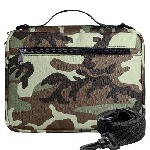 Bible Cover Case for Women Large Bible Cover for Girls Bible Study Supplies Accessories with Handle and Shoulder Strap | Durable - color: Green Camo
