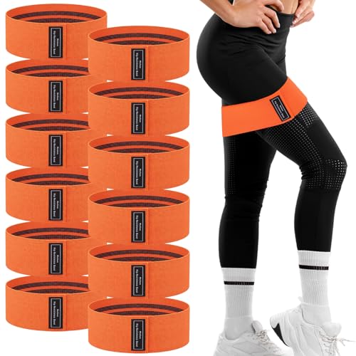 12 Pcs Fabric Resistance Bands for Working Out Non-Slip Booty Exercise Loop Bands for Women Men Glutes Hip Thigh Butt Yoga Pilates Fitness Gym, Light Medium Heavy - color: Orange, style: Medium Resistance