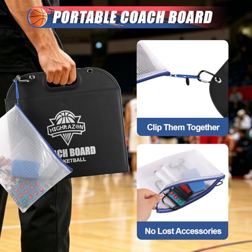 Magnetic Coaching Board – Foldable Dugout Display with Carry Handle, Leather-Covered Double-Sided Strategy & Lineup Planner for Baseball, Softball and Soccer - style: Basketball