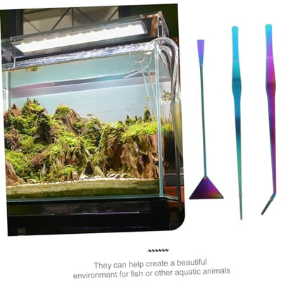 HANABASS 3pcs Stainless Steel Aquascaping Tools Set Water Plant Spatula Tweezers for Live Aquarium Plants Maintenance