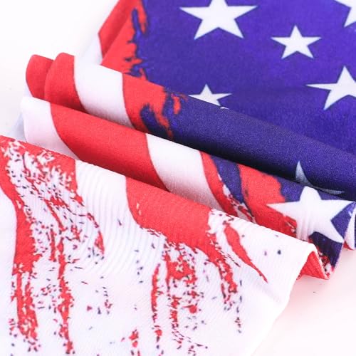 Aueyan Arm Sleeves for Men Women,Cooling Sleeves with Thumb Holes,Funny Sun Protection Arms Cover with Print Pattern - color: American Flag