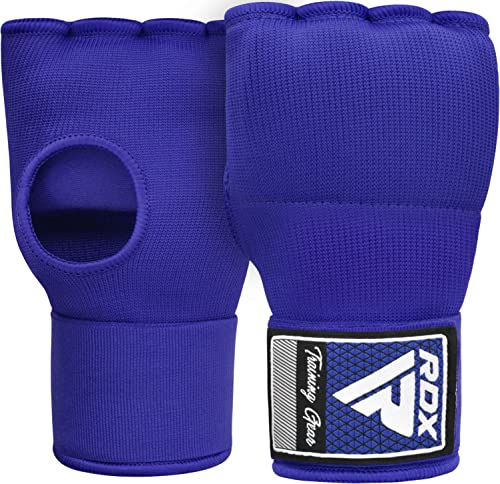 RDX Gel Boxing Hand Wraps Inner Gloves Men Women, Quick 100cm Long Wrist Straps, Elasticated Padded Fist Under Mitts Protection, Muay Thai MMA Kickboxing Martial Arts - color: Blue, size: Large