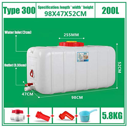Water Container 25L/45L/80L/110L/160L/200L Thickening Food-Grade White Plastic Rectangular Storage Tank Household Water Bucket with A Lid Large Water Tank (Size : F) - size: F