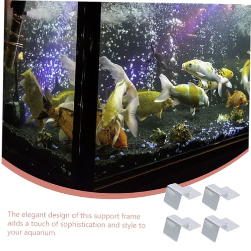 Happyyami 4pcs Stainless Steel Fish Tank Cover Support Rack Heavy Duty Bracket for Aquarium Lids for Glass Tanks and Turtle Habitats Stable and Elegant Design