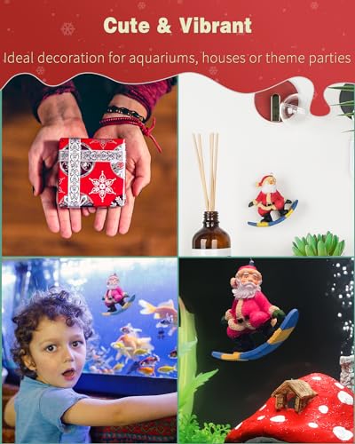 Uniclife Floating Santa Claus Fish Tank Decoration, Resin Christmas Aquarium Ornament with Hollow Ball for Holiday Aquarium Décor